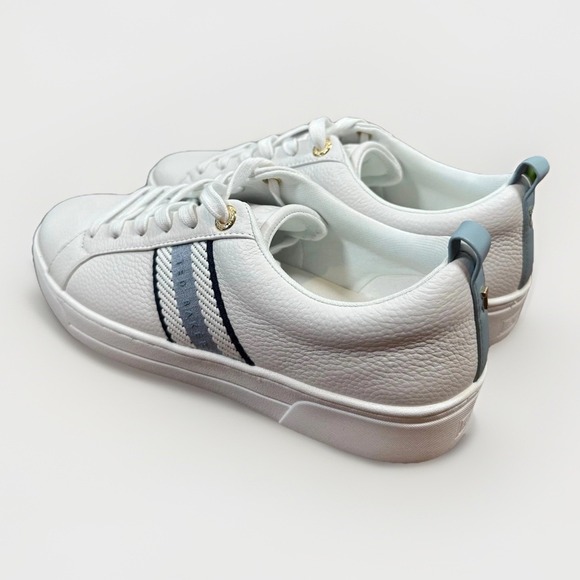 Ted Baker "Bailey Icon" Classic Leather Tennis Shoe White Blue Women's Size 7.5 - Picture 4 of 11